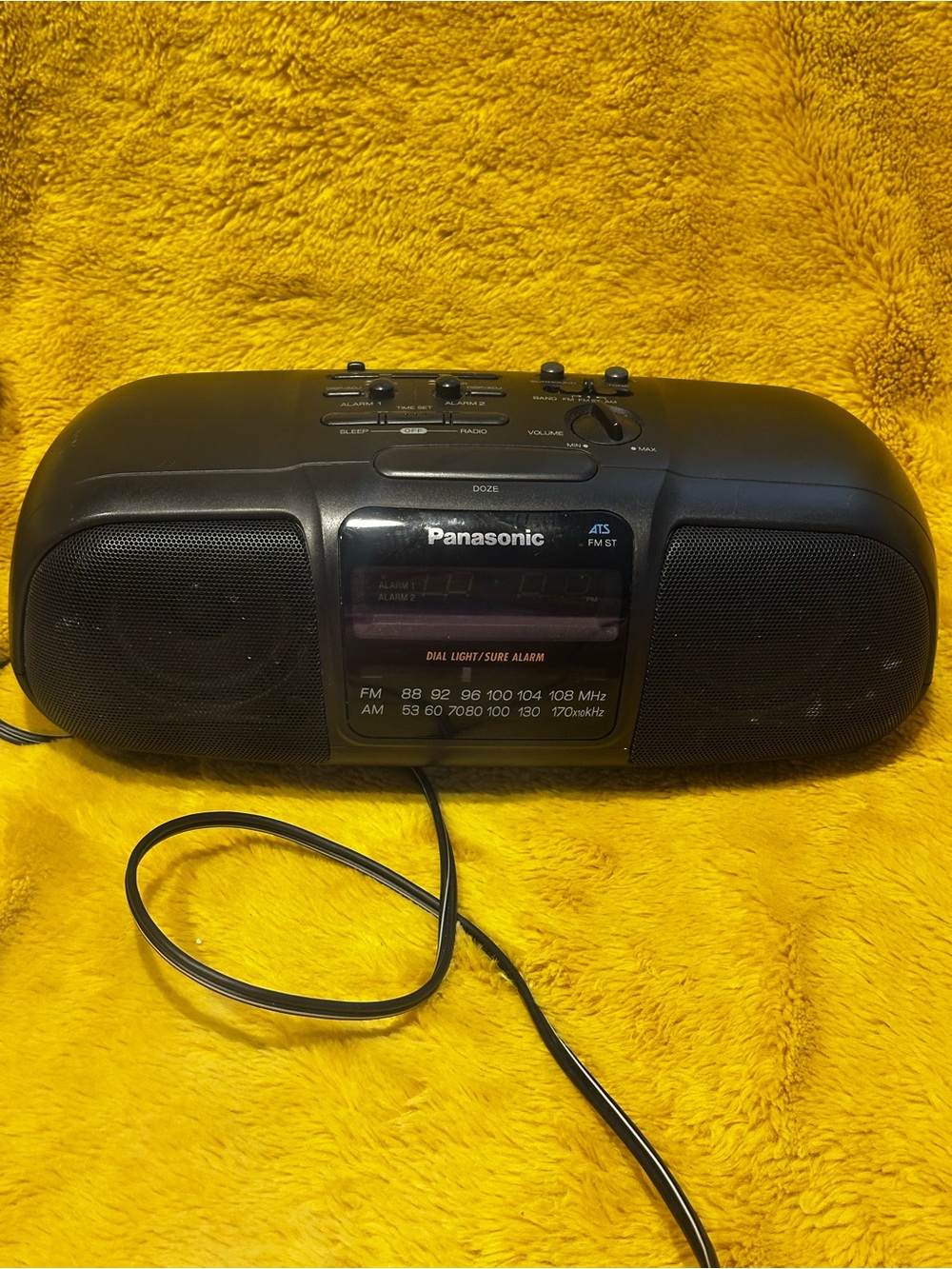 Vtg Panasonic RC-X230 AM/FM Dual Alarm Stereo Clock Radio Black Works See Photos